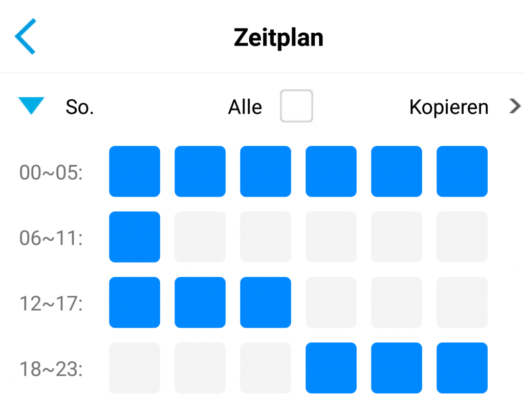 Reolink App - Zeitplan